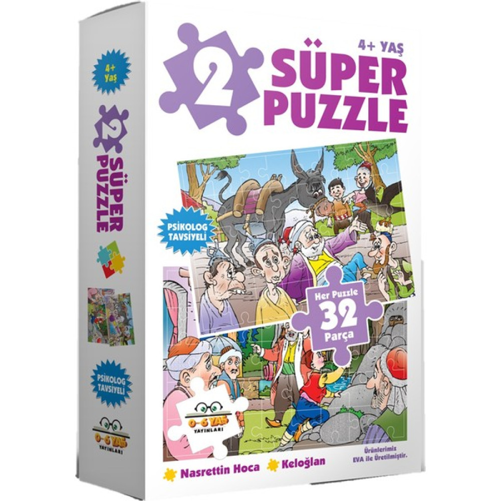 0-6 Yaş Yayınları 2 Süper Puzzle Nasrettin Hoca Keloğlan 4+ Yaş Eğitici Oyuncak Fiyatı