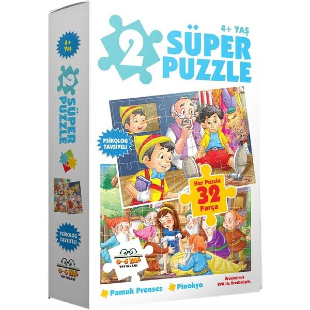 0-6 Yaş Yayınları 2 Süper Puzzle - Pamuk Prenses + Pinokyo Eğitici Oyuncak Fiyatı