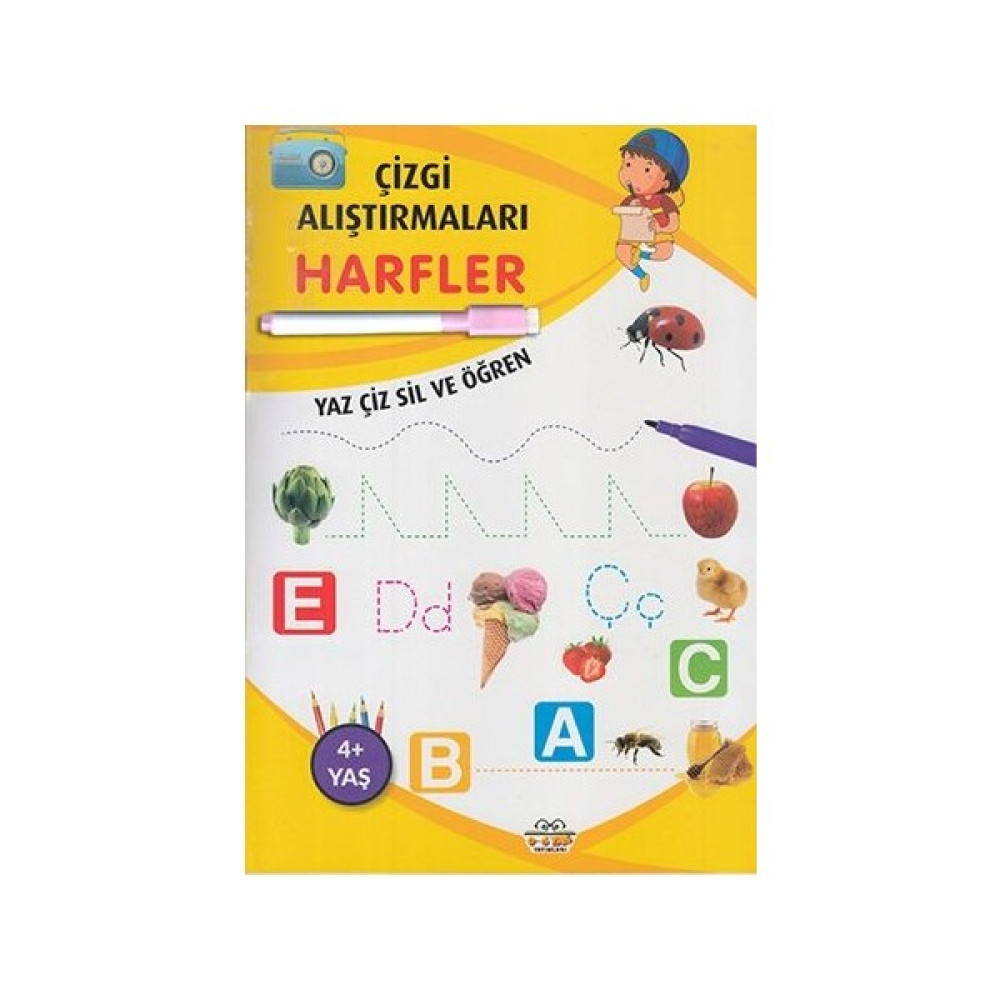 0-6 Yaş Yayınları Çizgi Alıştırmaları Harfler (Yaz-Çiz-Sil ve Öğren) + Kalem Okul Öncesi Eğitici & Öğretici Kitaplar Fiyatı