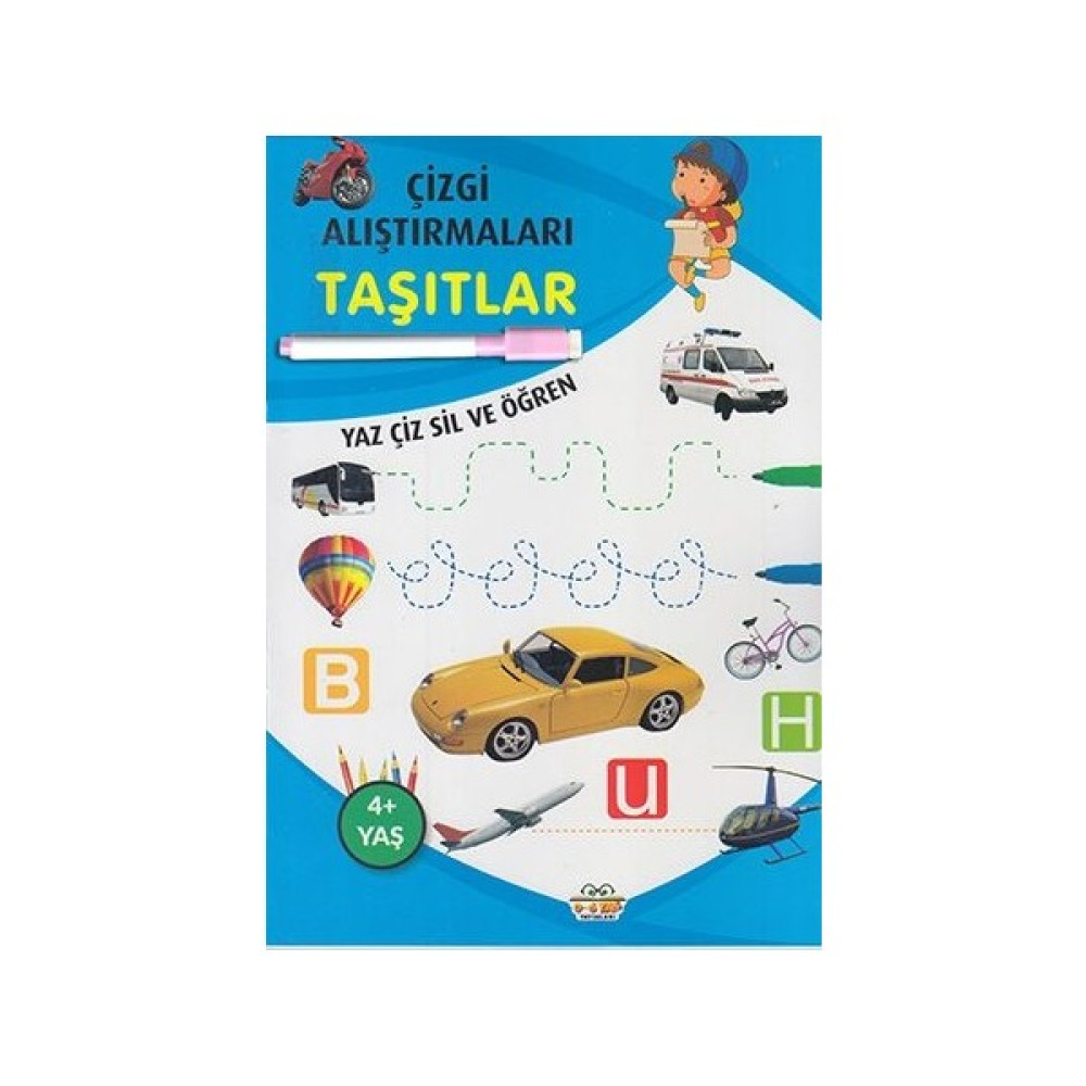 0-6 Yaş Yayınları Çizgi Alıştırmaları Taşıtlar (Yaz-Çiz-Sil ve Öğren) + Kalem Okul Öncesi Eğitici & Öğretici Kitaplar Fiyatı