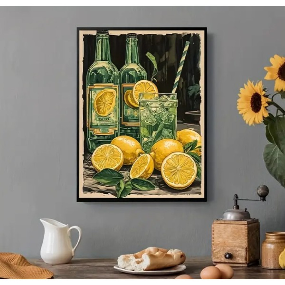 1 Adet 5d Elmas Boyama Seti, Limon Içecek Temalı, Çerçevesiz, 30X40 Cm/11.8 Inç x 15.8 Inch Sanatsal Malzemeler Fiyatı
