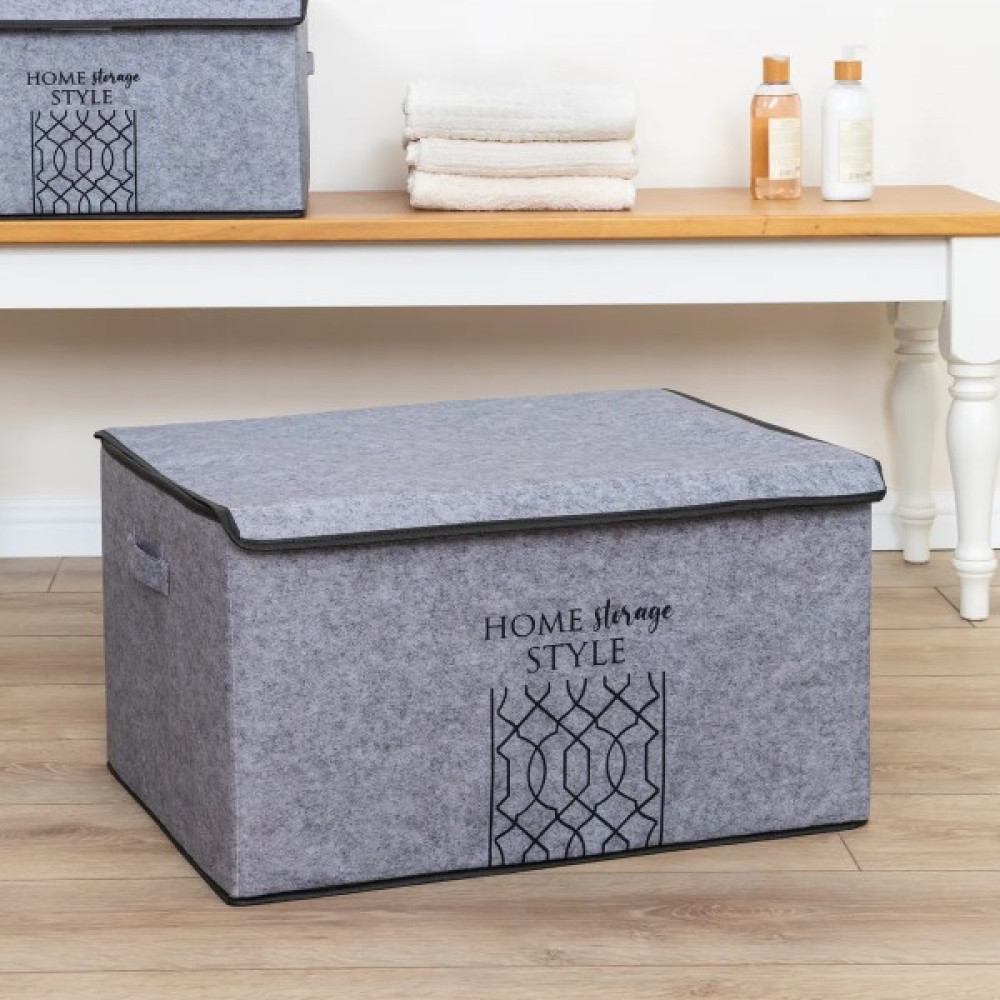 1 Adet Keçe Kapaklı Çok Amaçlı Maxi Kutu Hurç 47X37X24CM - Gri Hurç Fiyatı