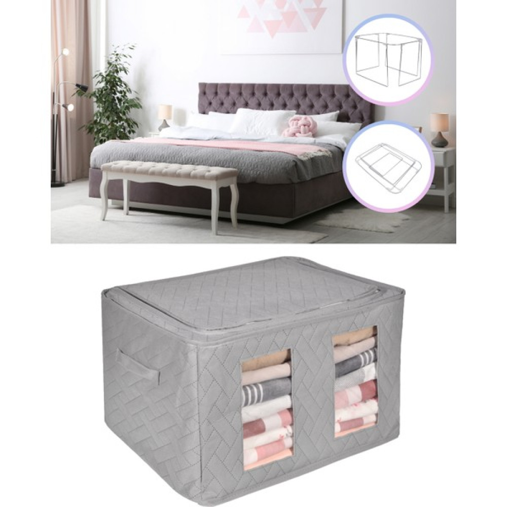 1 Adet Pencereli Hurç Orta Boy Çelik Çerçeveli Pencereli Çok Amaçlı Hurç Maxi Telli Kutu Hurç 40 x 50 x 30CM Kazak ve Battaniye1 - Gri Hurç Fiyatı