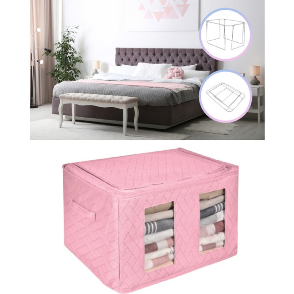 1 Adet Pencereli Hurç Orta Boy Çelik Çerçeveli Pencereli Çok Amaçlı Hurç Maxi Telli Kutu Hurç 40 x 50 x 30CM Kazak ve Battaniye1 - Pembe Hurç Fiyatı