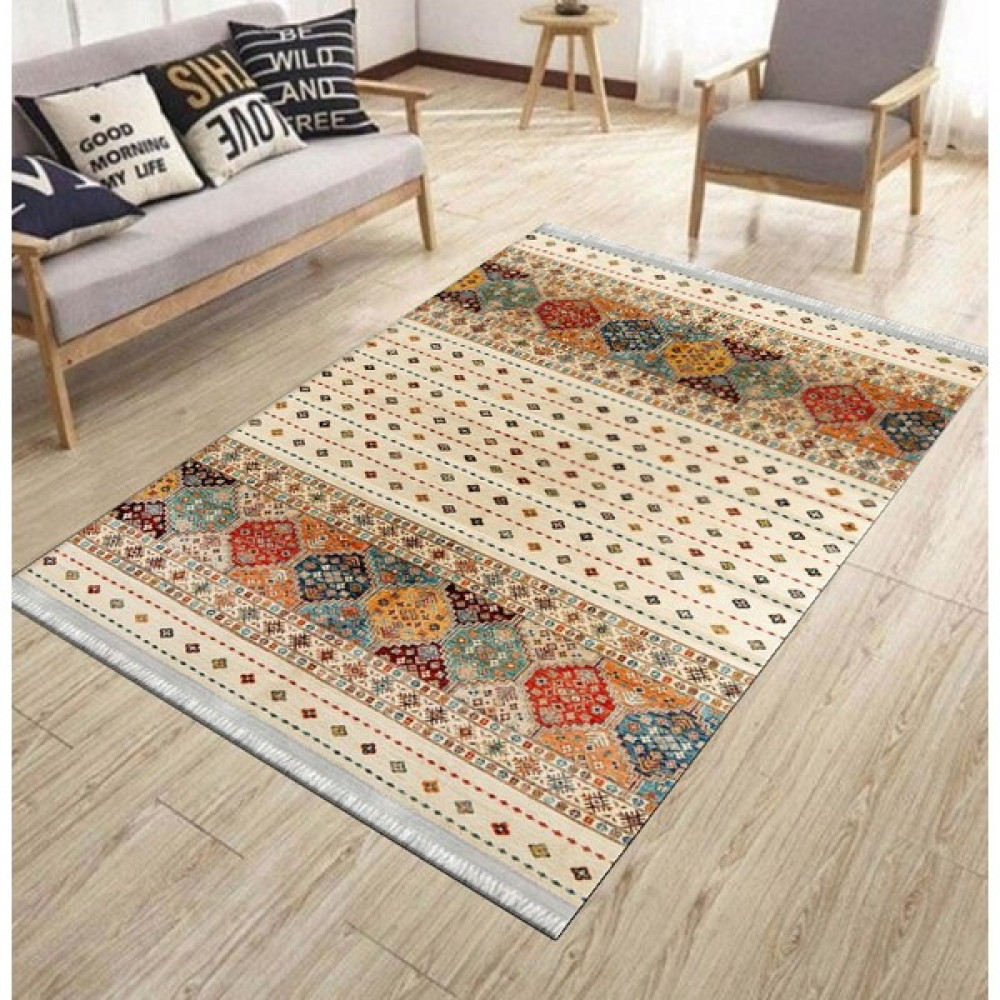 1 İnci Home Dokuma Kaymaz Tabanlı Modern Yıkanabilir Halı ve Yolluk - 200 x 300 cm - Krem - Bej Kilim Fiyatı