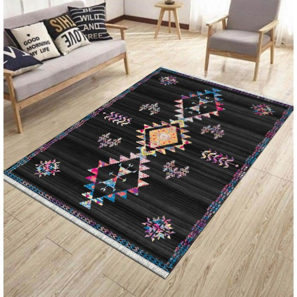 1 İnci Home Dokuma Kaymaz Tabanlı Modern Yıkanabilir Halı ve Yolluk - 80 x 120 cm - Siyah Kilim Fiyatı