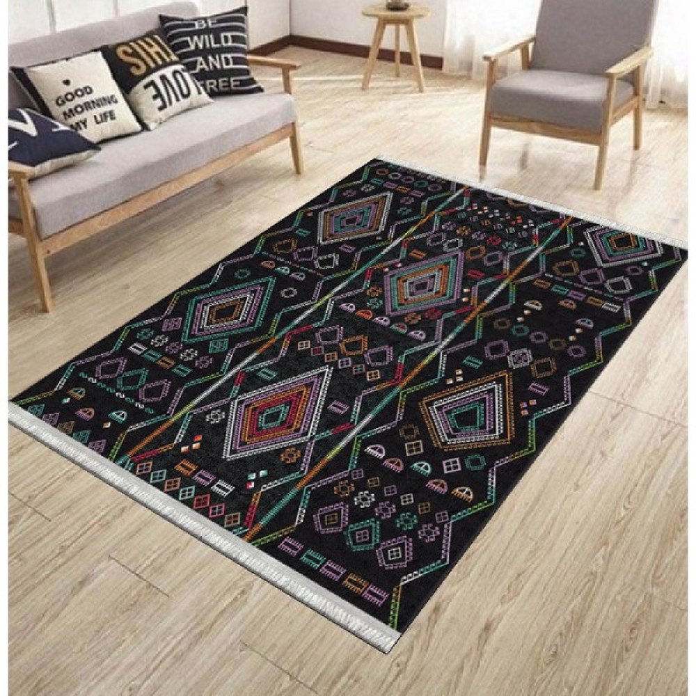 1 İnci Home Dot Kaymaz Tabanlı Modern Yıkanabilir Halı ve Yolluk - 60 x 100 cm - Siyah Kilim Fiyatı