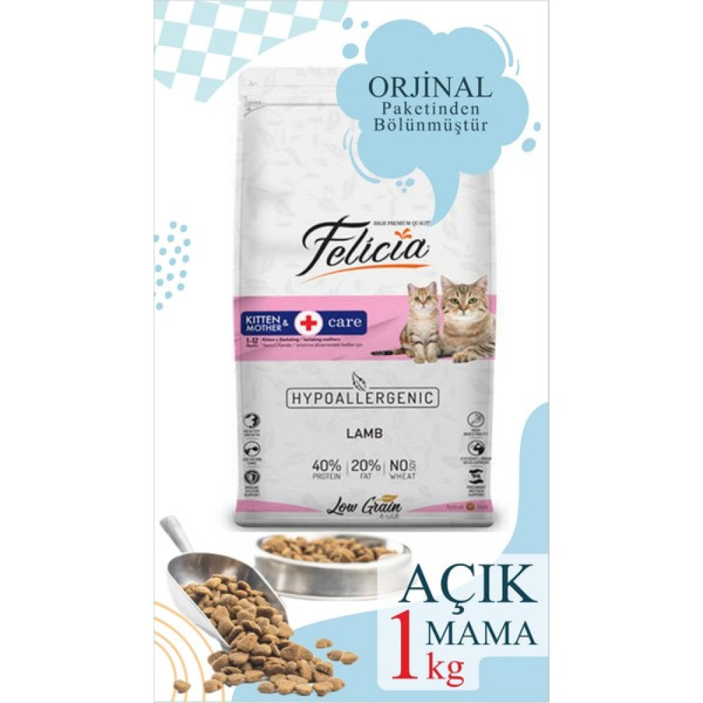 1 kg Vakumlu Paket Felicia Yavru Kuzu Etli Hypoallergenic Kedi Maması Evcil Hayvan Ürünleri Fiyatı