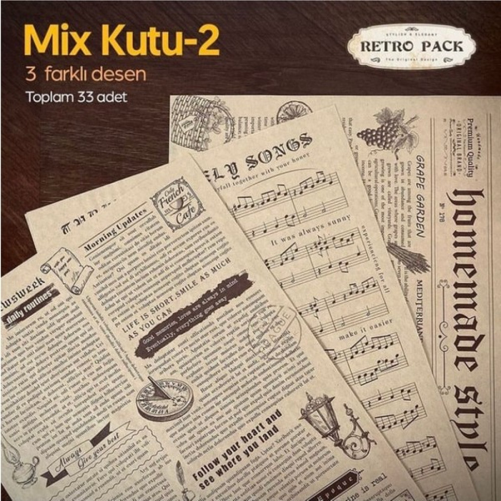 1 Kutuda 33 Adet Desenli Yağlı Kağıt-3 Farklı Desen-Mix Kutu 2-Sunum Kağıdı-Vintage Sunum Kağıdı Pişirme Kağıdı Fiyatı