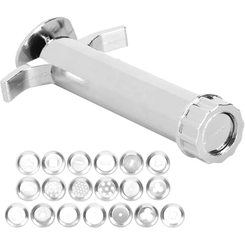 1 Set Silver Clay Extruder, Multifunction Mud Extruder Sculpture Tool Modeling with 19Pcs Tip Molds for Clay Craft