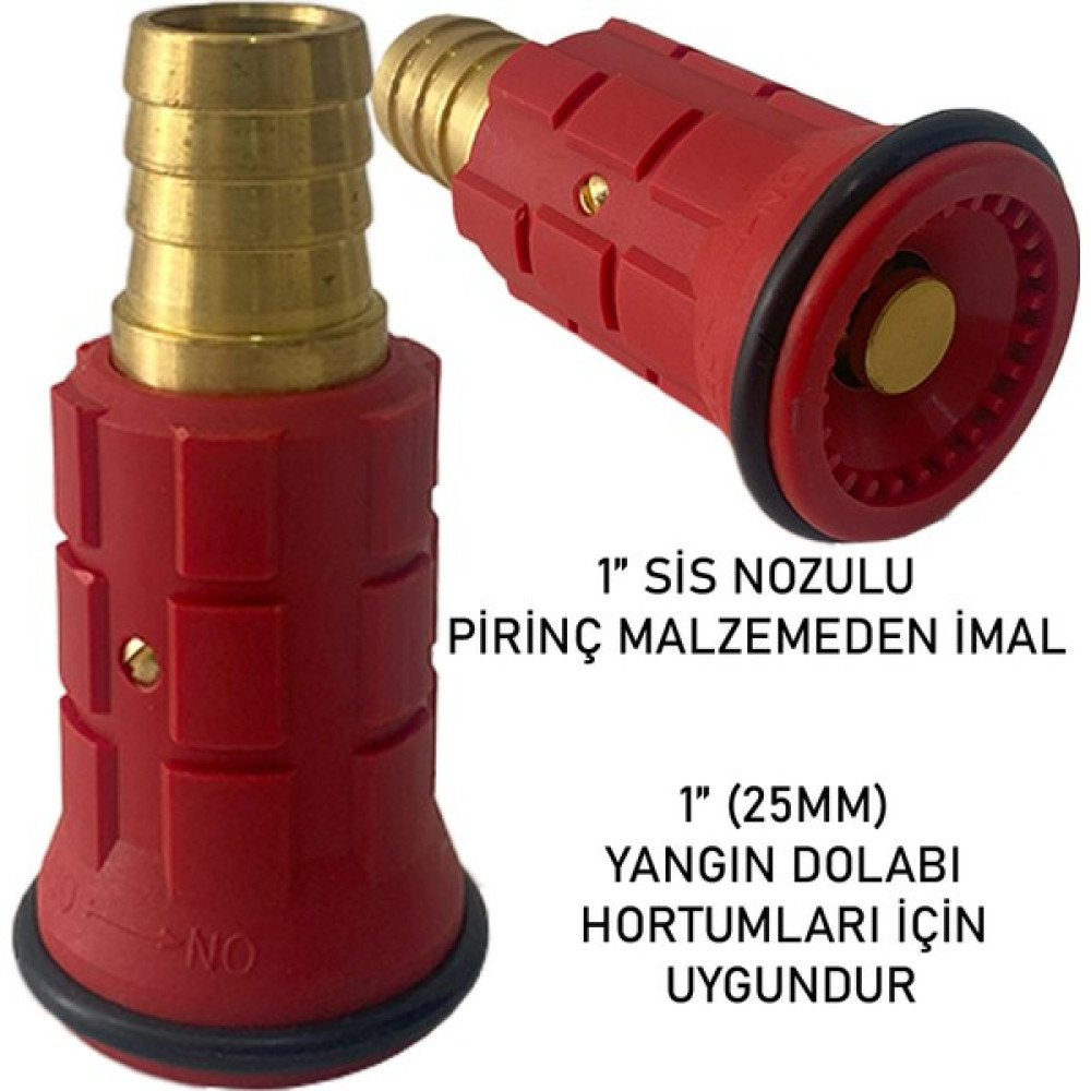 1" Sis Nozul- Yangın Dolap Lansı Pirinç Malzeme-1.kalite - Kırmızı İş Güvenliği Ürünleri Fiyatı
