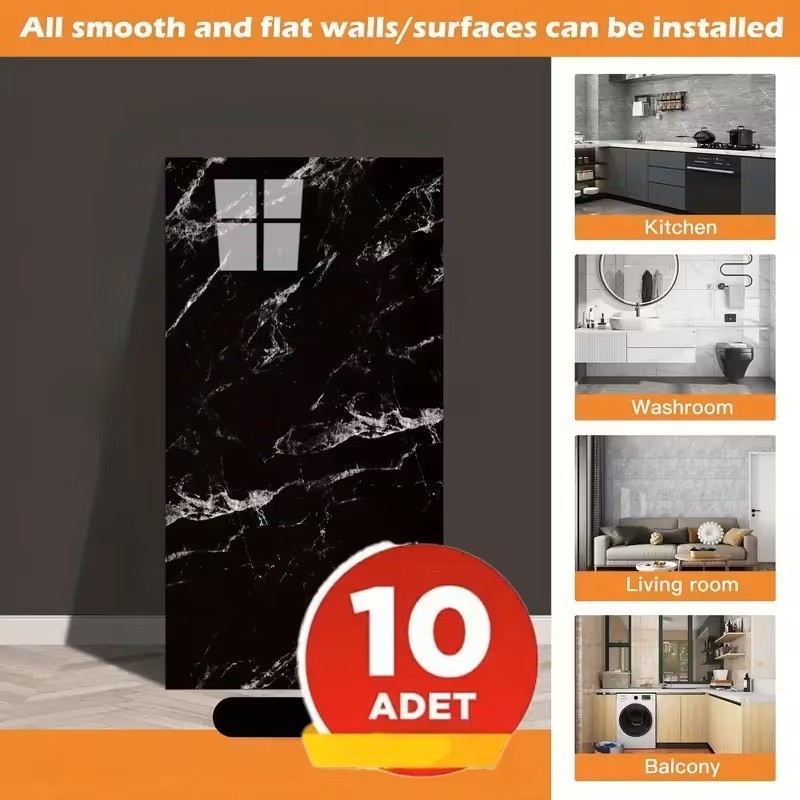 10 Adet 30X60 cm Beyaz Siyah Mermer Desenli Kendinden Yapışkanlı Mutfak Banyo Wc Kaplama Duvar Paneli - 30 x 60 cm SSD / Solid State Drive Fiyatı