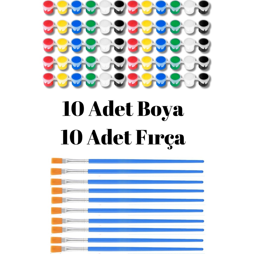 10 Adet 3ml 6 Li Akrilik Boya VE10 Fırça Akrilik Boya Fiyatı