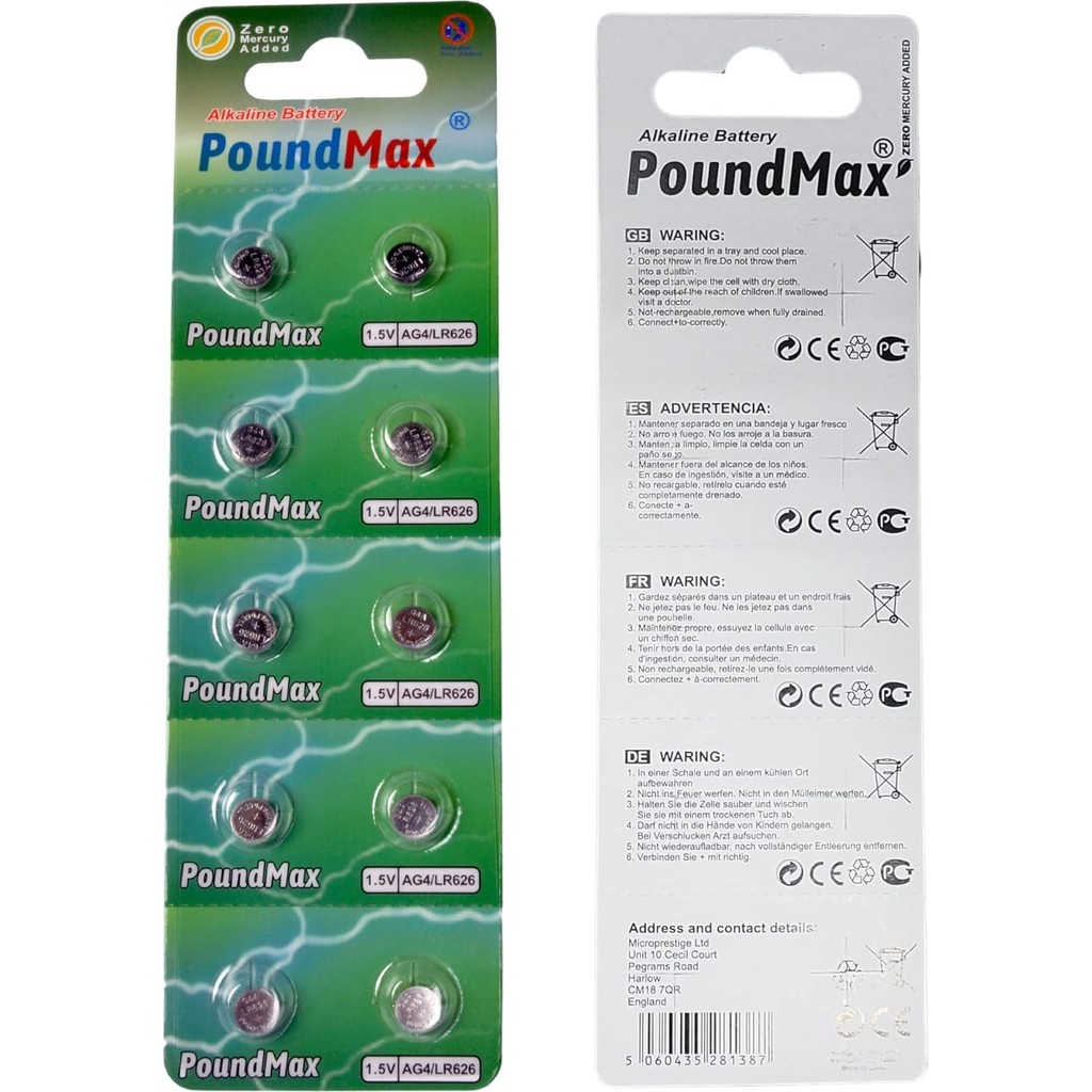 10 Adet Ag4 376 377 SR626 SR626SW LR66 1.5V Poundmax Düğme Pil, Alkalin Saat Pili, Çocuklara Dayanıklı Ambalaj, Küçük Elektronik Cihazlar Için,ölçü... Normal & Şarj Edilebilir Piller Fiyatı