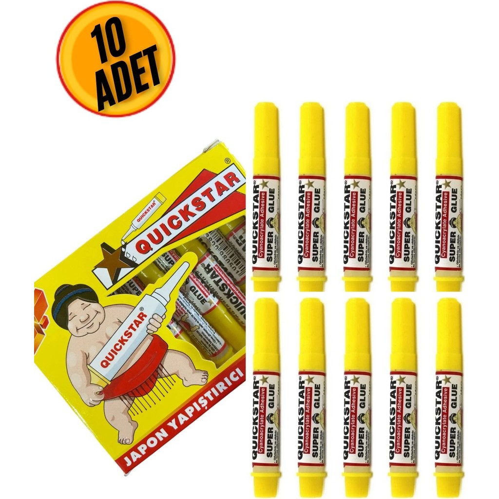 10 Adet Quickstar Super Glue Güçlü Japon Yapıştırıcı 1,5 G - Sarı Diğer Fiyatı