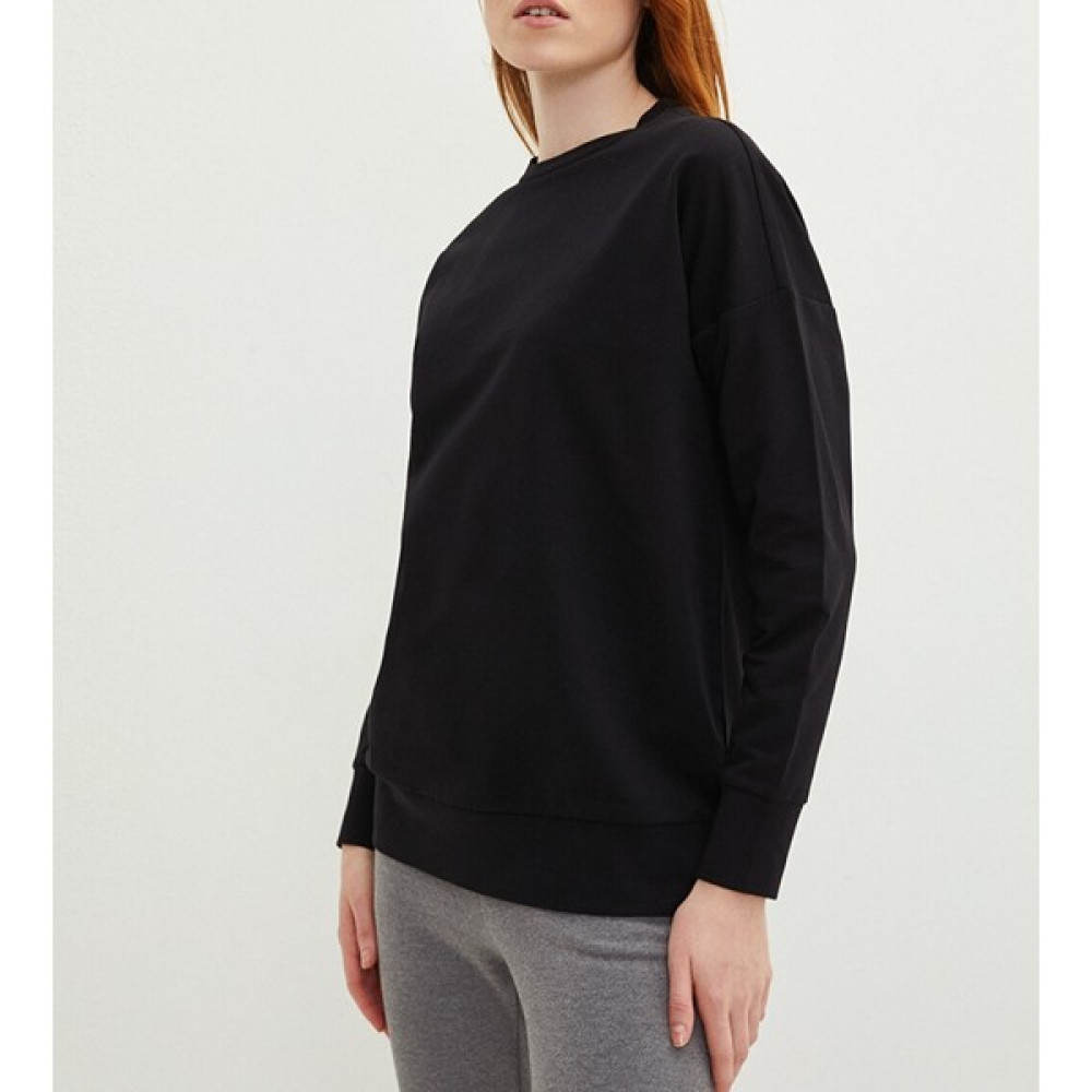 10 & Bir Basic Bisiklet Yaka Düz Siyah Uzun Kollu Kadın Sweatshirt Bayan Sweatshirt Fiyatı