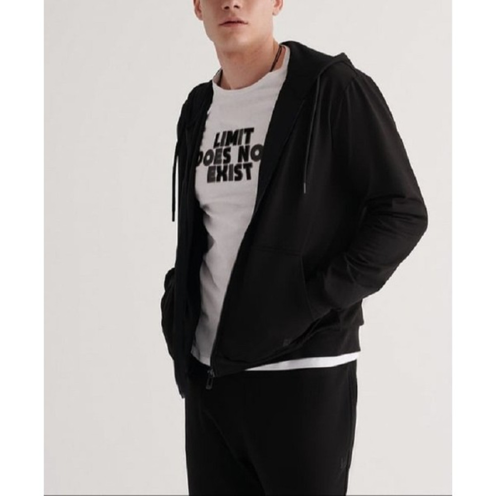 10 & Bir Erkek Siyah Cepli Kapüşonlu Fermuarlı Basic Sweatshirt Hırka Erkek Sweatshirt Fiyatı