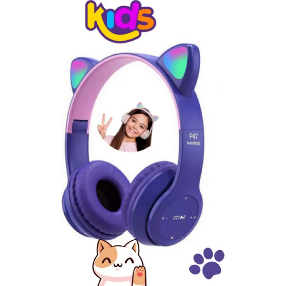 10 Numara Kedi Kulağı Bluetooth Kulaklık Rengarenk Işıklı Rgb Çocuk Oyun Radyolu Kulaklıgı Cat's - Mor Kulak Üstü Kulaklık Fiyatı