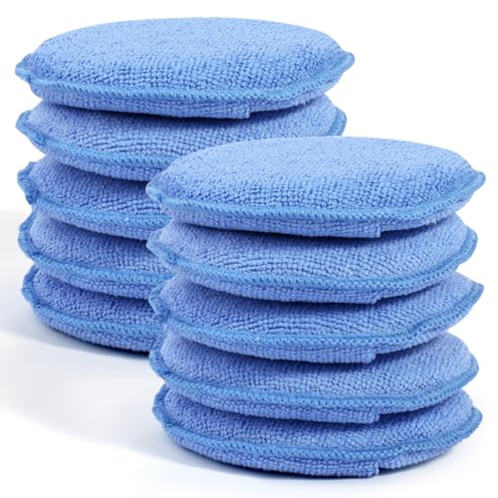 10 Pack Wax Applicator Pads, Microfiber Applicator Pad with Finger Pocket, Foam Car Wax Applicator Pad for Car Cleaning and Polishing