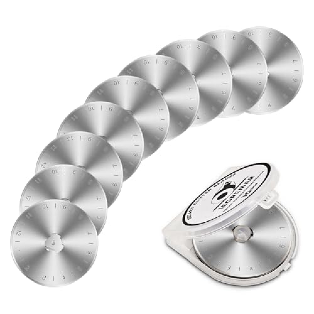 10 Pcs 45mm Rotary Cutter Blades, 3rd Gen Rotary Cutter Replacement Blades, Suitable for Quilting, Scrapbooking, Sewing, Arts and Crafts, Fabric, Paper Cutting Tools, Sharp and Durable IEGREMAR