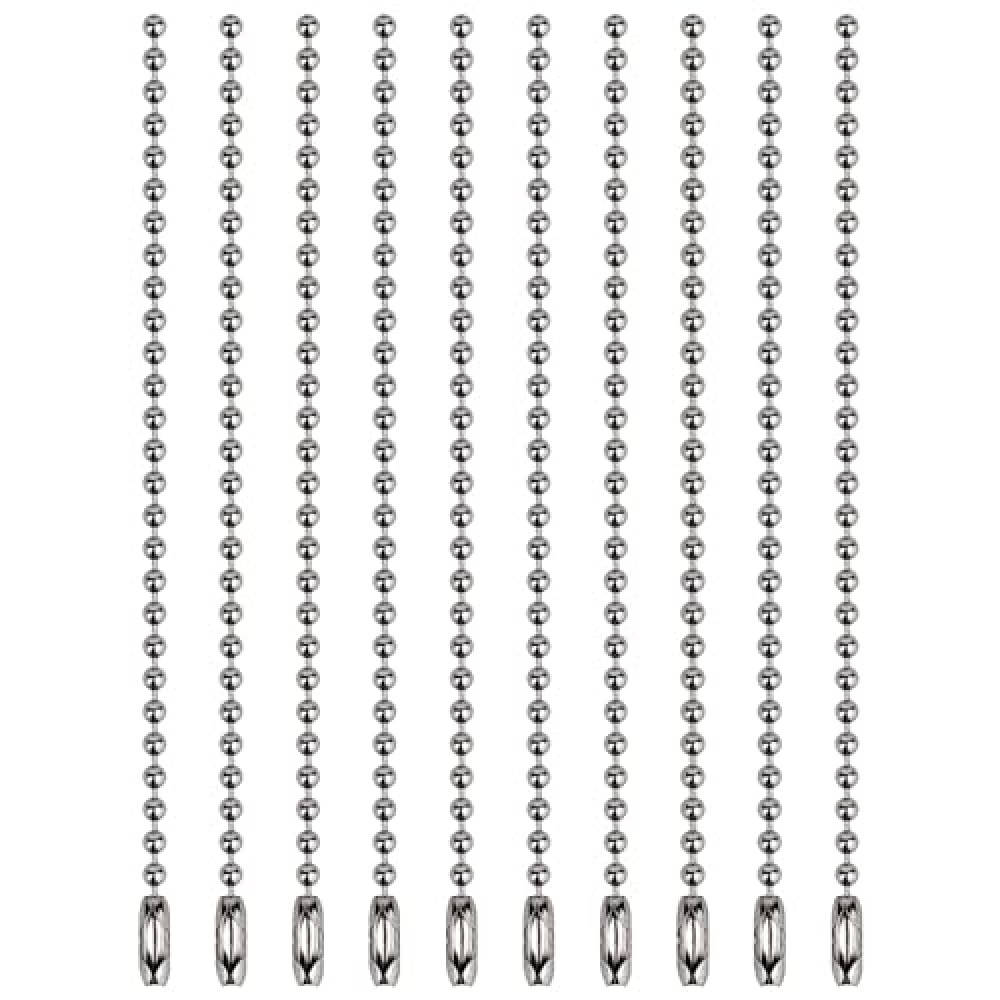 10 Pcs Bead Ball Chains, 3.9 Inch Long Stainless Steel Keychain Extension Chain for Tag Chain Jewelry Making