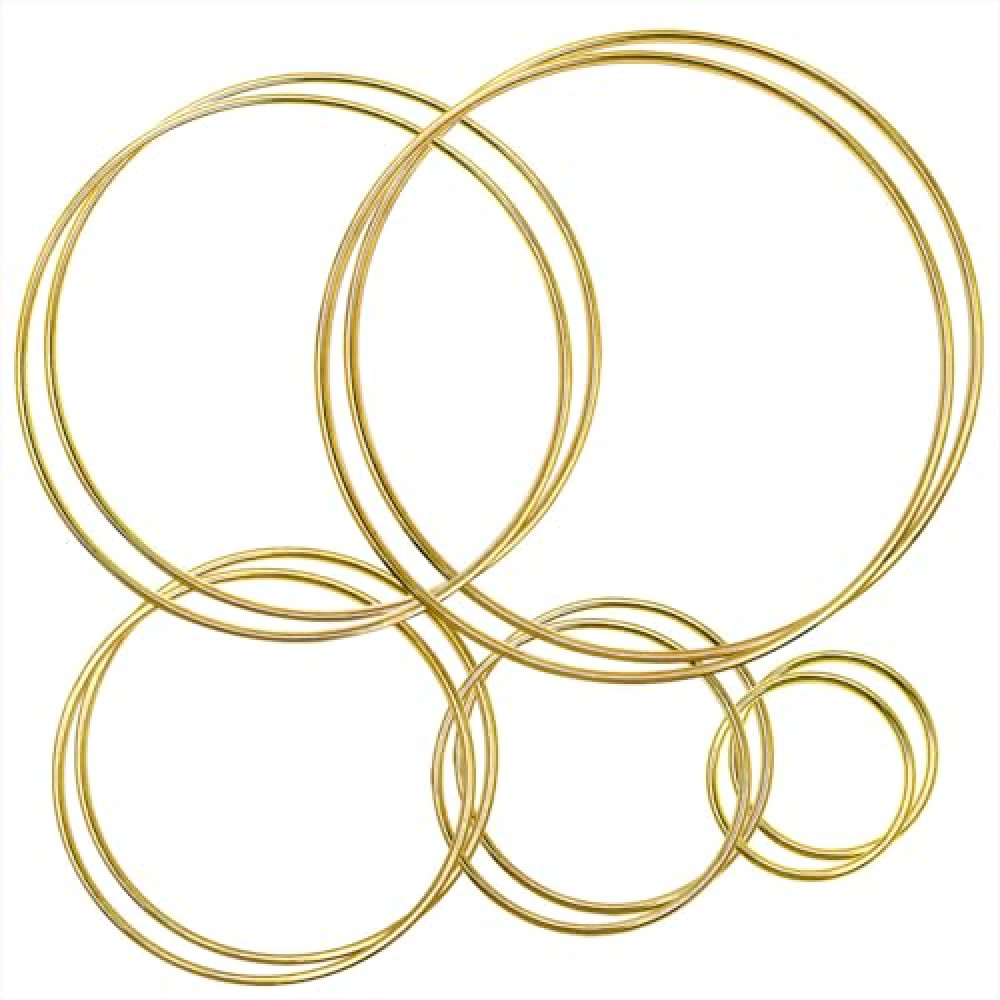 10 Pcs Metal Rings for Crafts, Dream Catcher Rings, Macrame Rings, Metal Floral Hoops, Metal Hoops for Crafts, Dream Catcher Wedding Wreath DIY (Gold, 2/3/4/5/6 Inch)