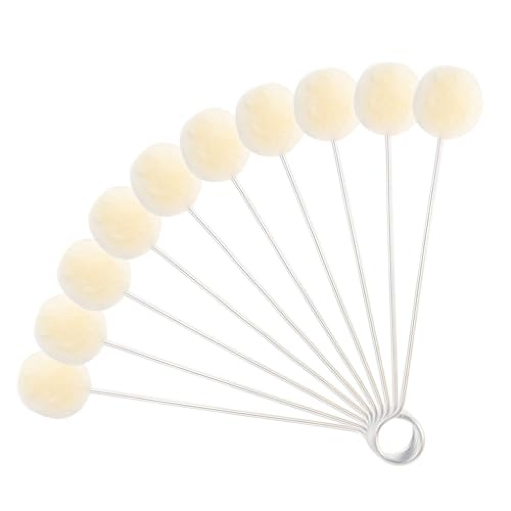 10 Pieces Wool Daubers Ball Brush Leather Dye Applicator for DIY Crafts Projects Leather Crafting Tool with Metal Handle Leather Dyes Tools for Leather Staining Dying Gluing Shoe Shine Polish