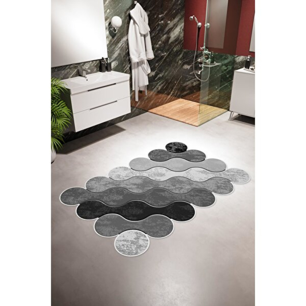 10 Post Online Banyo Paspası Eskitme Modern Gri Siyah Kaydırmaz Kesme Yıkanabilir Ince Halı  - 50 x 80 cm Salon Halısı Fiyatı