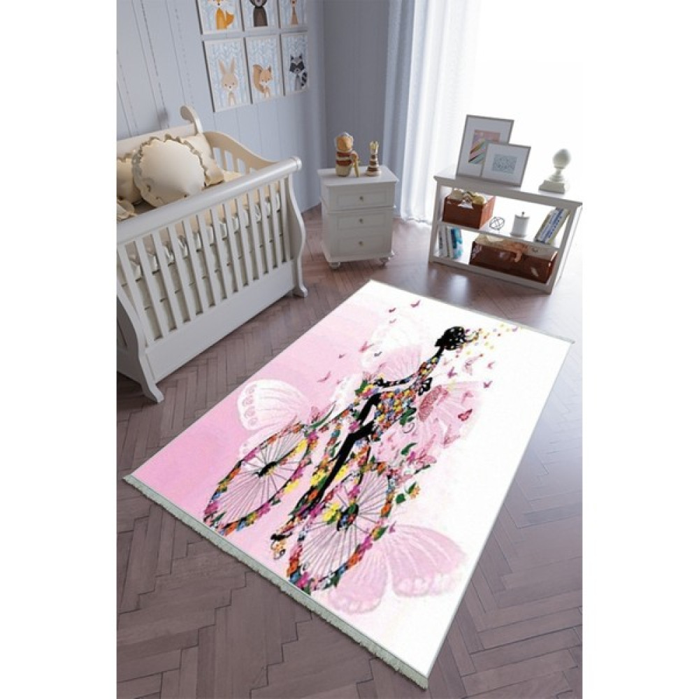 10 Post Online Çocuk Odası Halısı Mor Kız Yolluk Kaymaz Yuvarlak Oval Kesme Ince Yıkanabilir Halı - 50 x 80 cm Bebek Odası Halı Fiyatı