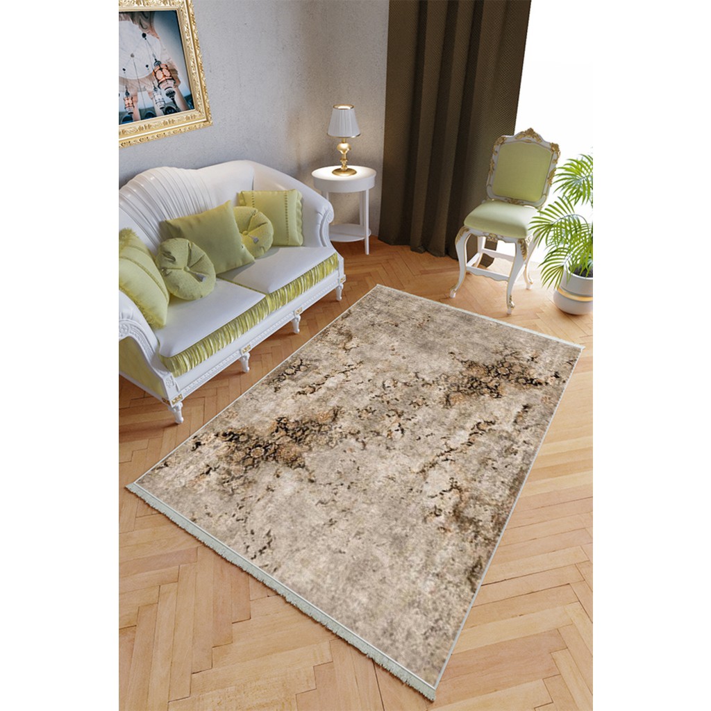 10 Post Online Klasik Salon Halısı Ekru Kahverengi Yolluk Kaymaz Yuvarlak Oval Kesme Ince Yıkanabilir Halı - 120 x 180 Salon Halısı Fiyatı