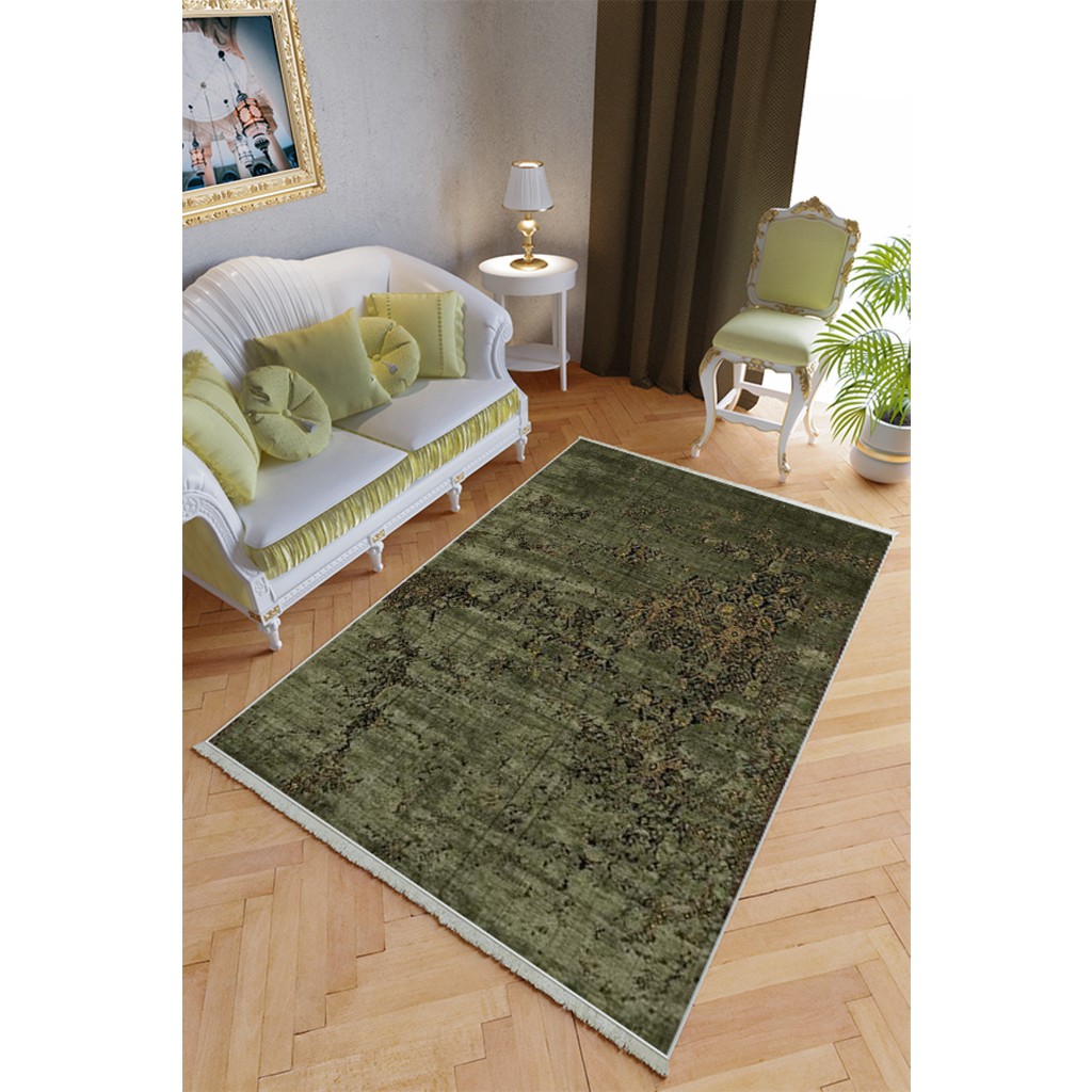 10 Post Online Klasik Salon Halısı Yeşil Yolluk Kaymaz Yuvarlak Oval Kesme Ince Yıkanabilir Halı - 120 x 180 Salon Halısı Fiyatı