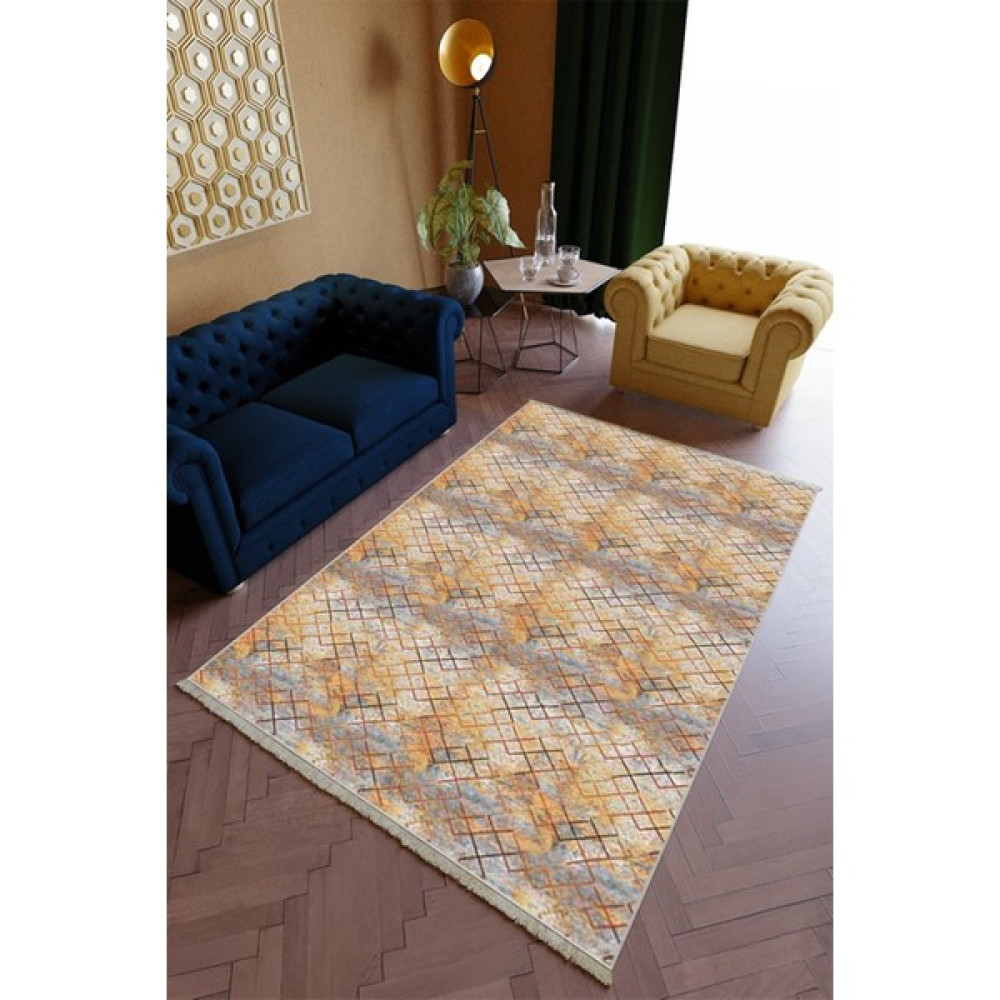 10 Post Online Salon Halısı Spor Sarı Turuncu Yolluk Kaymaz Yuvarlak Oval Kesme Ince Yıkanabilir Halı - 200 x 300 cm Salon Halısı Fiyatı