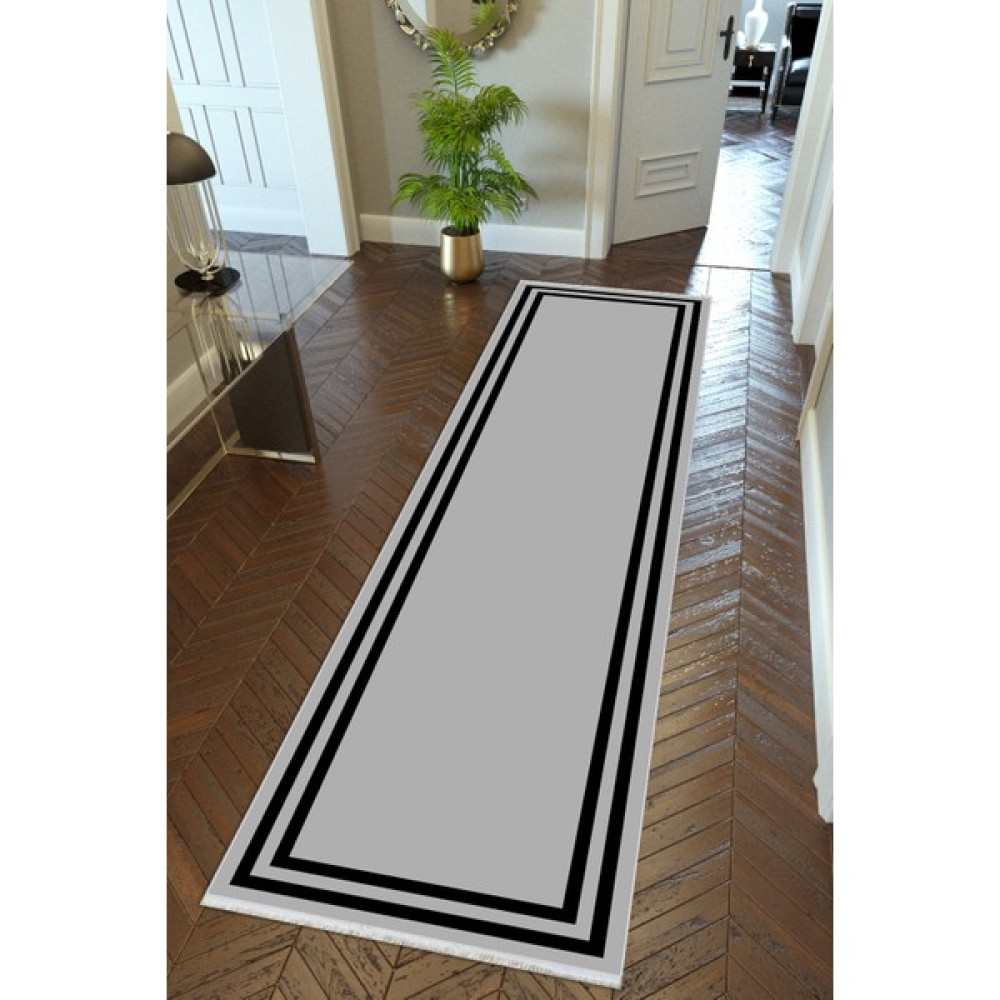 10 Post Online Yolluk Gri Siyah Kaymaz Kesme Yıkanabilir Ince Dijital Baskı Koridor Halısı - 120 x 230 cm Yolluk Fiyatı