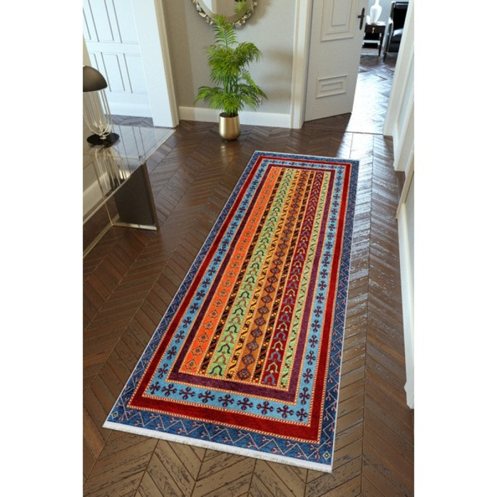 10 Post Online Yolluk Kilim Desenli Otantik Bordo Kaymaz Kesme Yıkanabilir Ince Dijital Baskı Koridor Halısı - 50 x 80 cm Yolluk Fiyatı