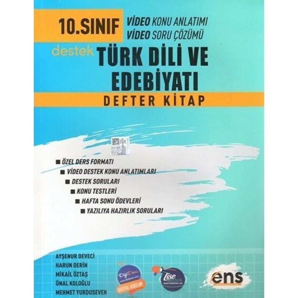 10. Sınıf Türk Dili ve Edebiyatı Destek Defterim Ens Yayıncılık Kaynak Kitapları Fiyatı
