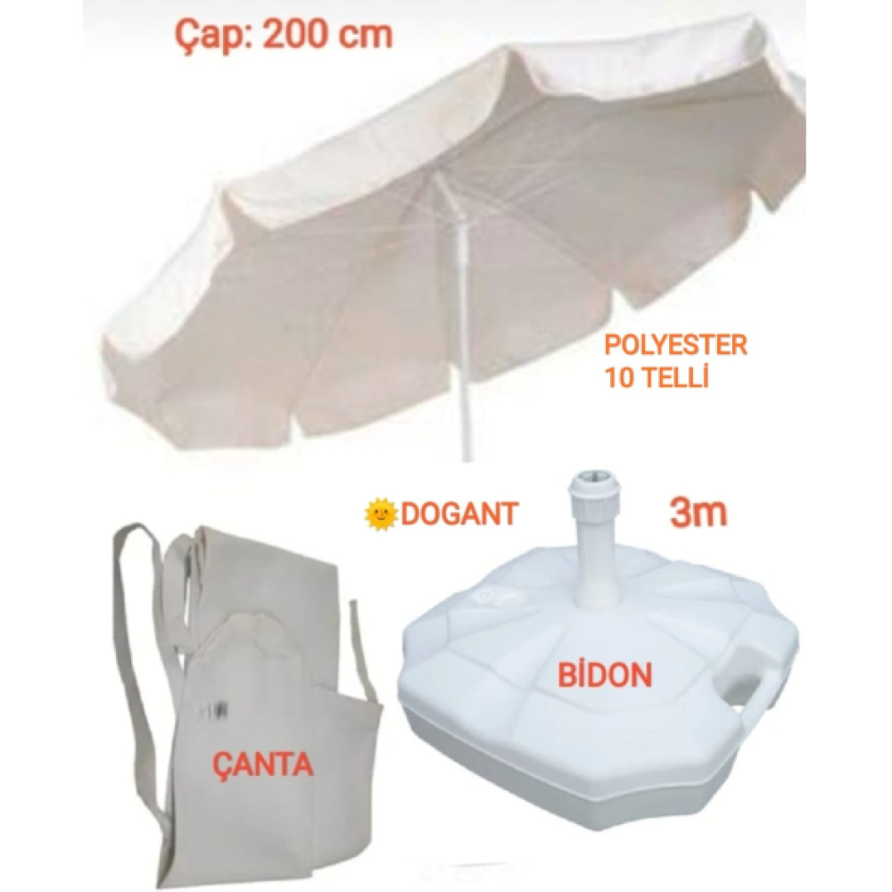 10 Telli Polyester Şemsiye 2 Mt + Bidon + Çanta Mobilya & Dekorasyon Fiyatı
