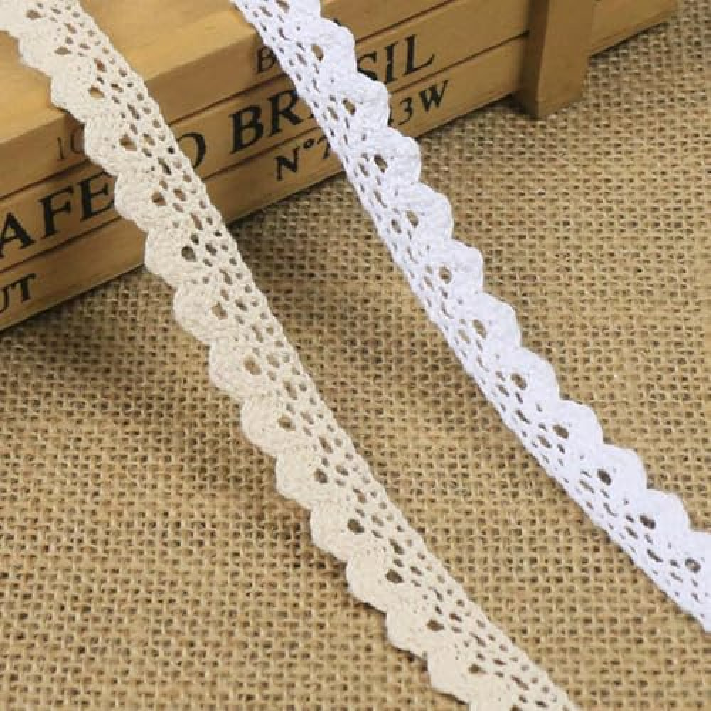 10 Yard Vintage Lace Ribbon Crochet Lace Trim Cotton Sewing Lace for DIY Craft Scrapbooking Gift Package Wrapping Bridal Wedding Decoration (White)