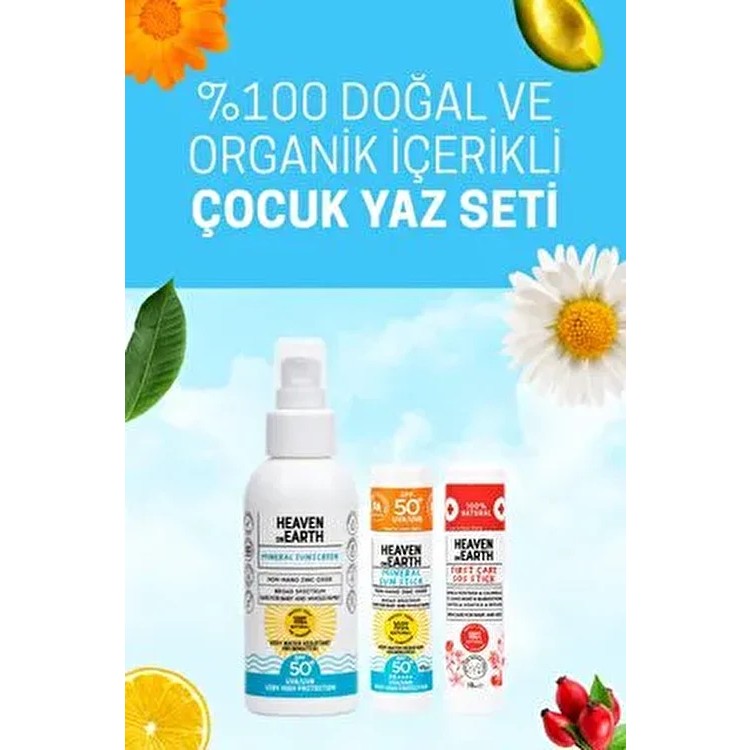 %100 Doğal Organik Çocuk Yaz Seti, Mineral Güneş Kremi 50+ Spf, Sos Stick, Mineral Güneş Stick - SPF 50+ Diğer Fiyatı