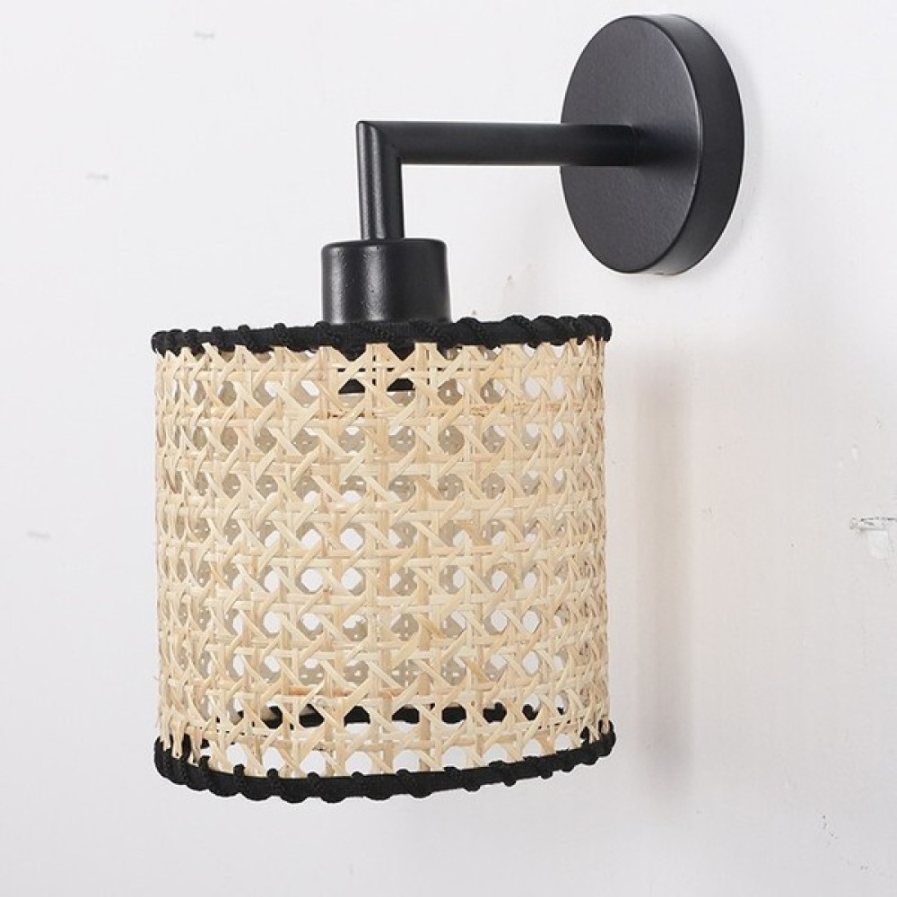 %100 El Yapımı Bohem Doğal Rafya Hasır Bambu Saçaklı Püsküllü Siyah Kol Hazeran Aplik Avize 17x20cm Aplikler Fiyatı