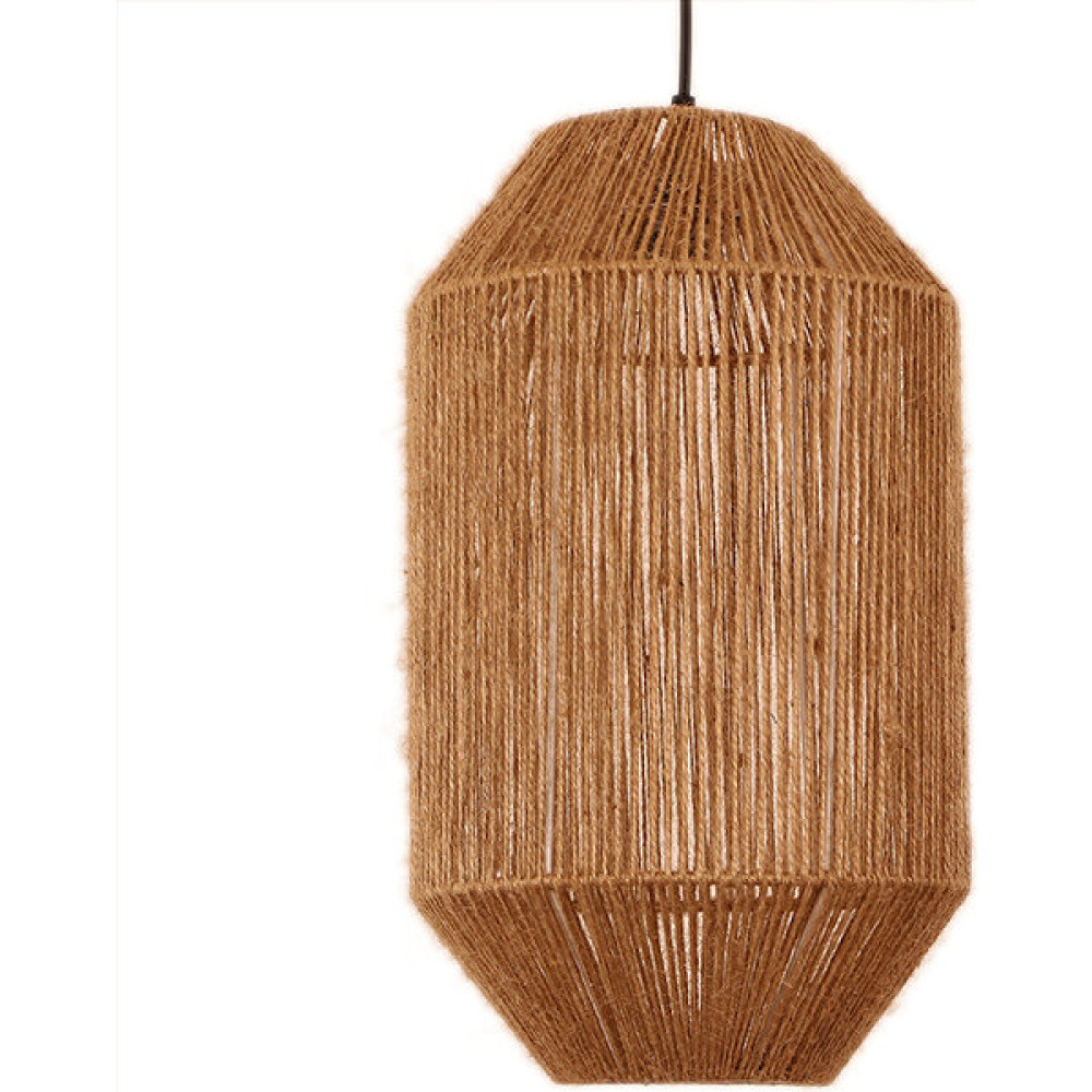 %100 El Yapımı Bohem Doğal Rafya Hasır Rustik Bambu Retro Püsküllü Jüt Tekli Sarkıt Avize 25x43cm - Kahverengi Avize Fiyatı