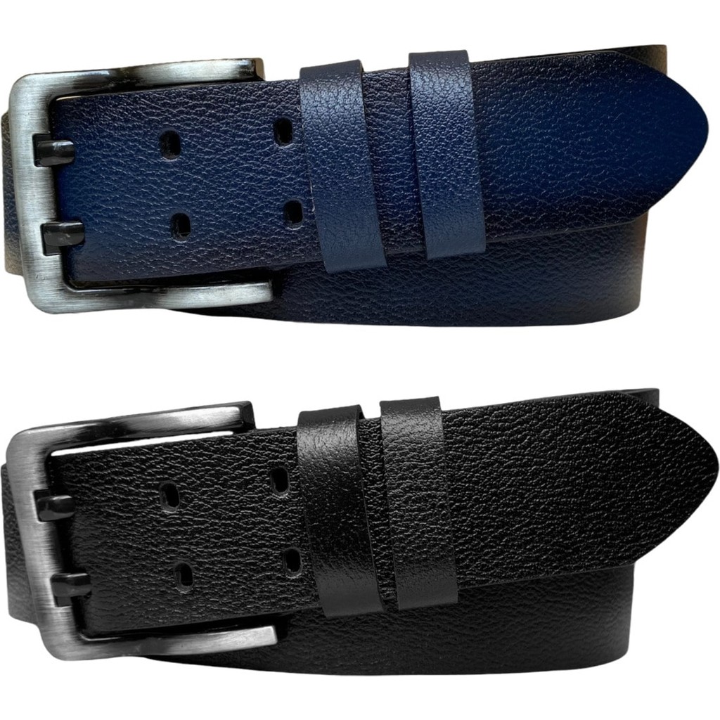 %100 Hakiki Deri, Çift Dilli 2'li Set 4.5 cm Tek Parça Kot,spor Kemer Siyah, Lacivert=2.li-Çift.dill Erkek Kemeri Fiyatı