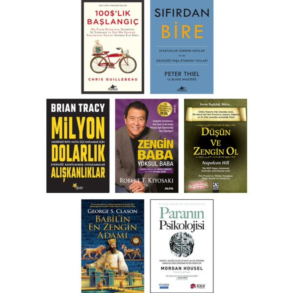 100 $'lık Başlangıç - Sıfırdan Bire - Milyon Dolarlık Alışkanlıklar - Zengin Baba Yoksul Baba - Düşün ve Zengin Ol - Babil'in En Zengin Adamı - Par... Ekonomi Pazarlama Kitapları Fiyatı