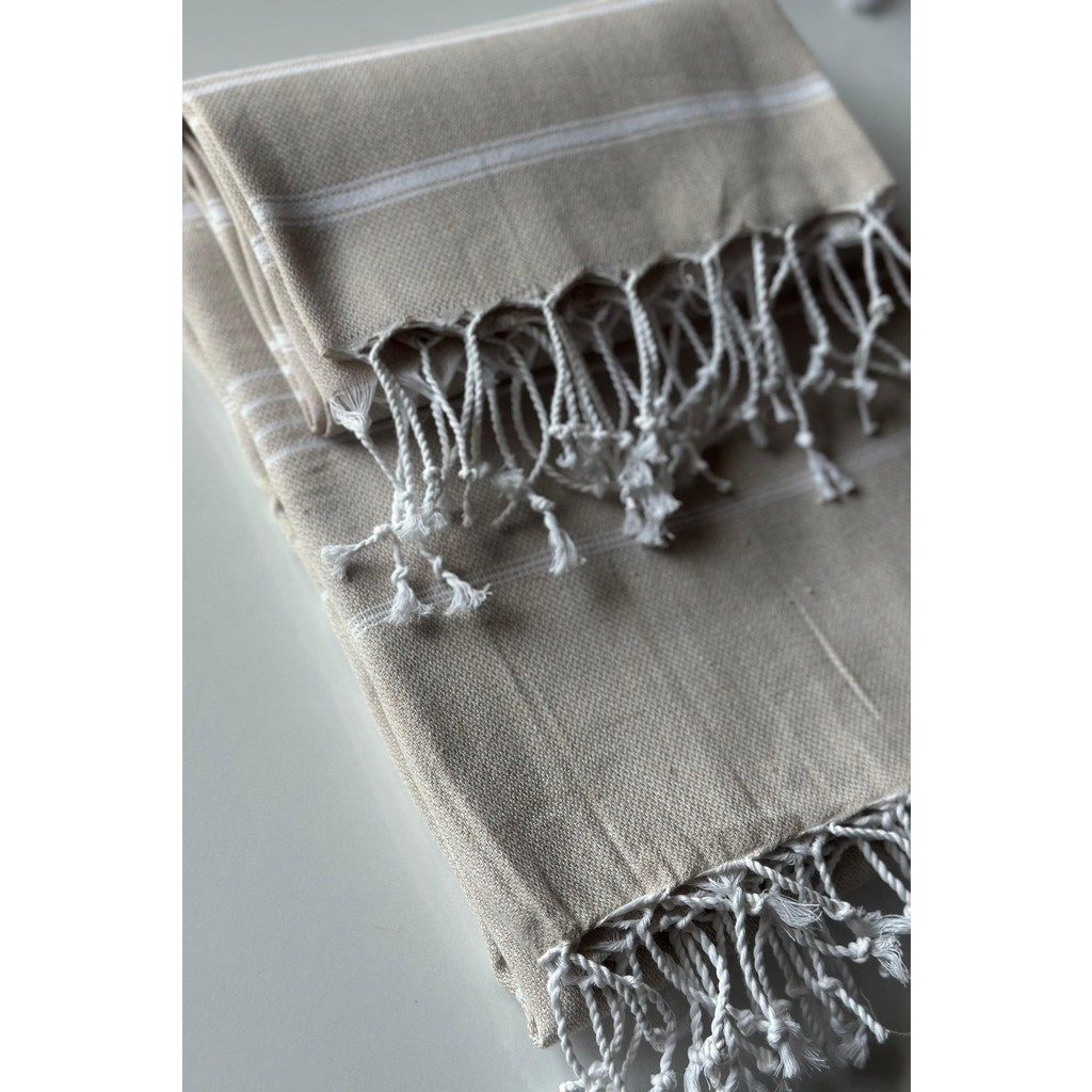 %100 Pamuk Peştemal | Hafif, Emici, Hızlı Kuruyan | Peştemal + Peşkir Set | Sultan - Bej - 90 x 175 cm SSD / Solid State Drive Fiyatı