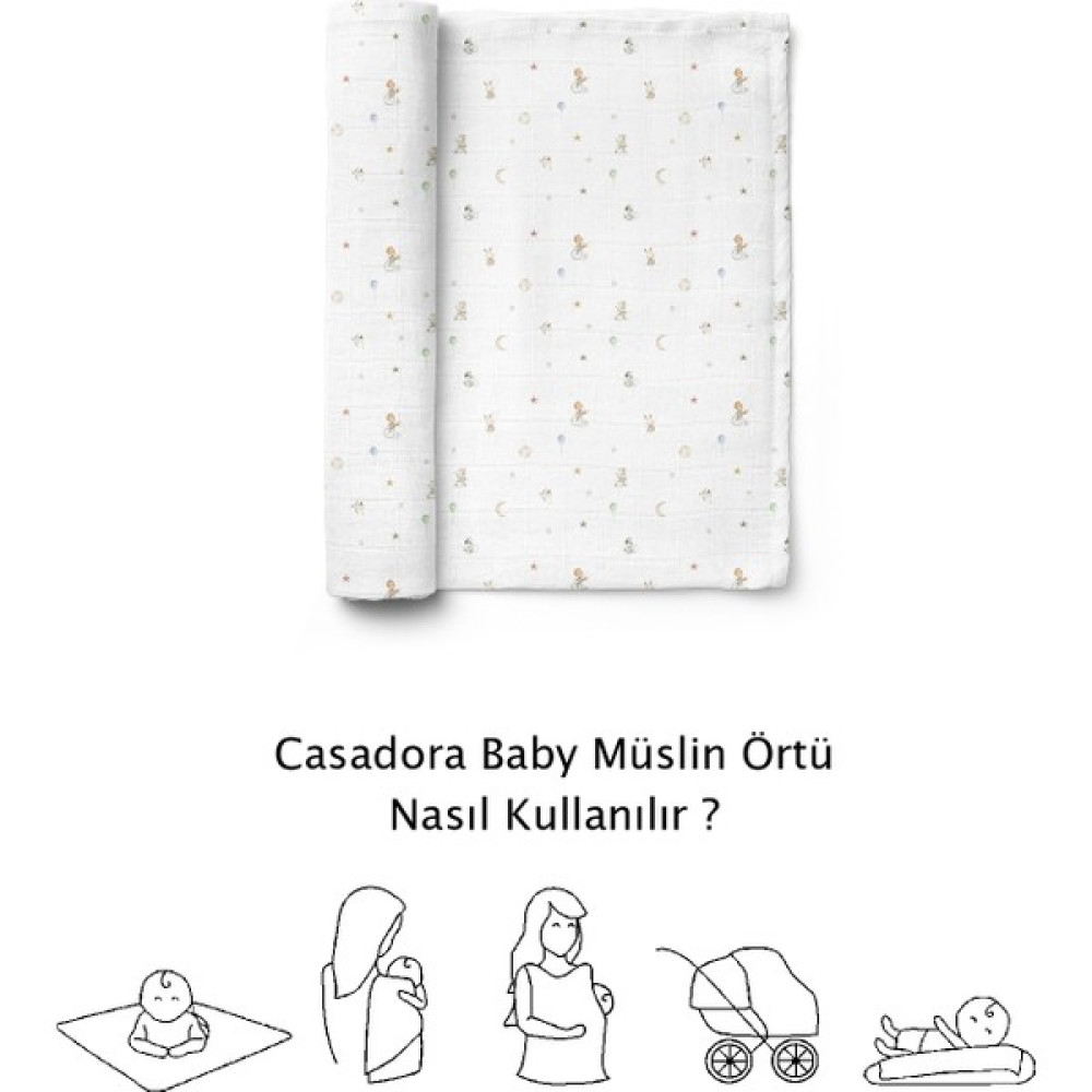 100% Pamuk Yıkanmış Müslin Örtü (115X115 Cm) - Mavi Filli Hamilelik ve Emzirme Fiyatı