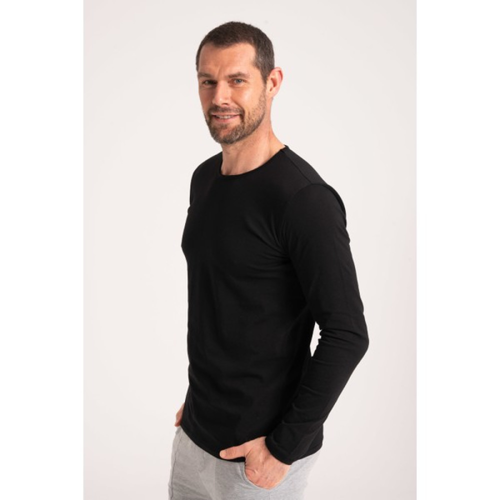 %100 Pamuk Yüksek Kalite Normal Fit Erkek Tişört, Uzun Kollu Siyah Erkek Tshirt Erkek T-shirt Fiyatı