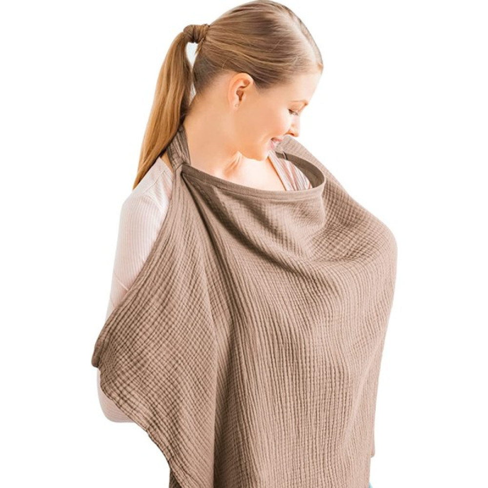 %100 Pamuklu 4 Katlı Organik Müslin Emzirme Önlüğü 65X100 cm - Açık Kahverengi Hamilelik ve Emzirme Fiyatı