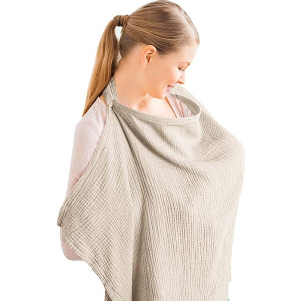 %100 Pamuklu 4 Katlı Organik Müslin Emzirme Önlüğü 65X100 cm - Bej Hamilelik ve Emzirme Fiyatı