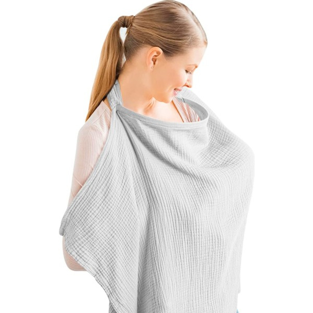 %100 Pamuklu 4 Katlı Organik Müslin Emzirme Önlüğü 65X100 cm - Gri Hamilelik ve Emzirme Fiyatı
