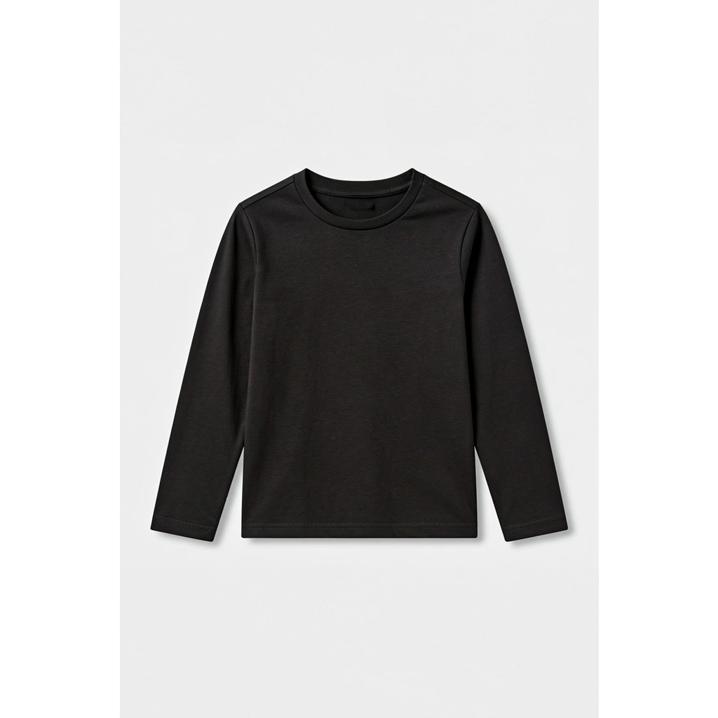 %100 Pamuklu Kız ve Erkek Unisex Uzun Kollu Basic Tshirt Siyah Erkek Çocuk T-shirt Fiyatı