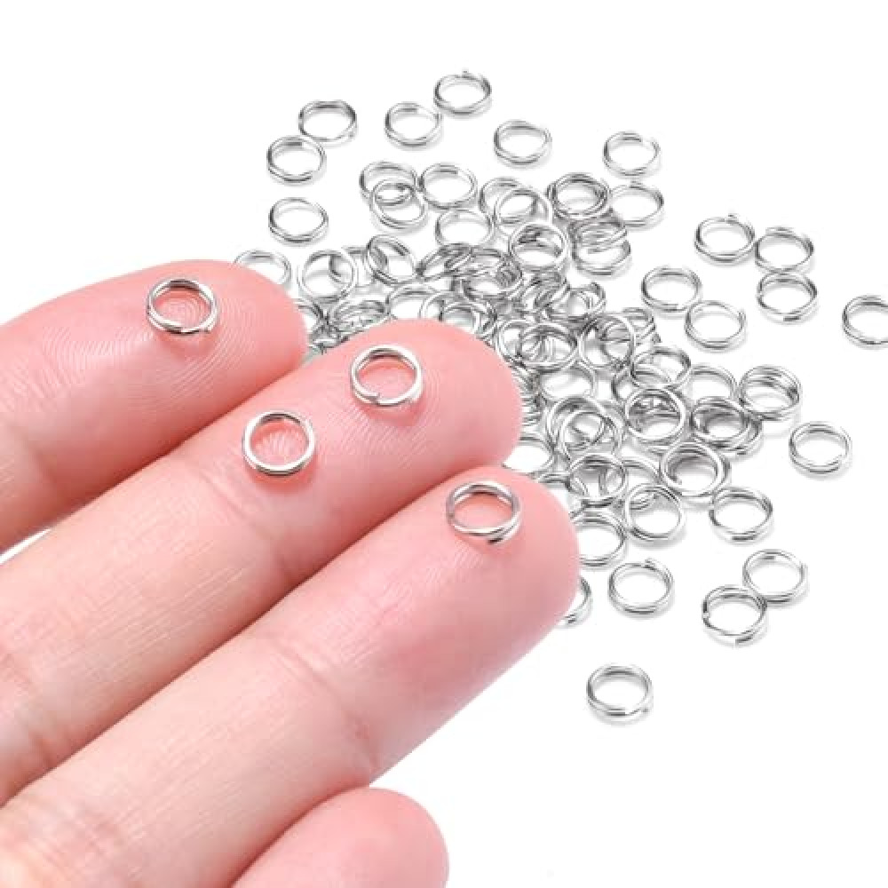 100 PCS 5.5mm Mini Split Ring for Jewelry Making, Double Loops Round Split Jump Rings Necklaces Bracelets Earrings Metal Tiny Keychains Key Rings for Pet Collar Tag DIY Craft Accessories